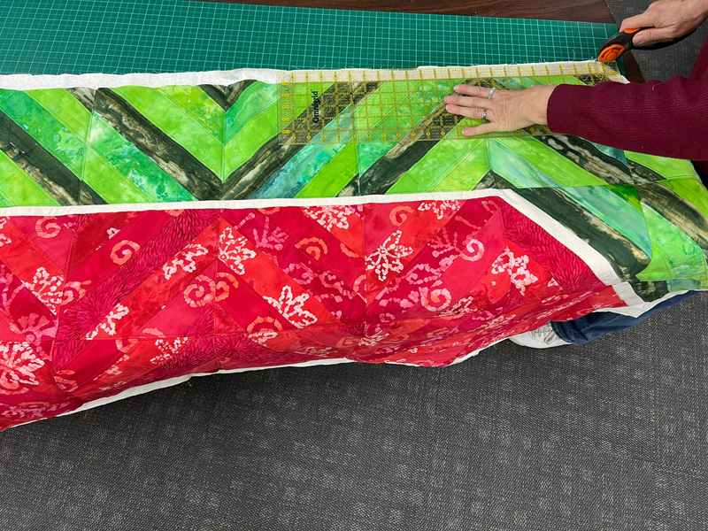 Sandra working on her Watermelon Hug quilt